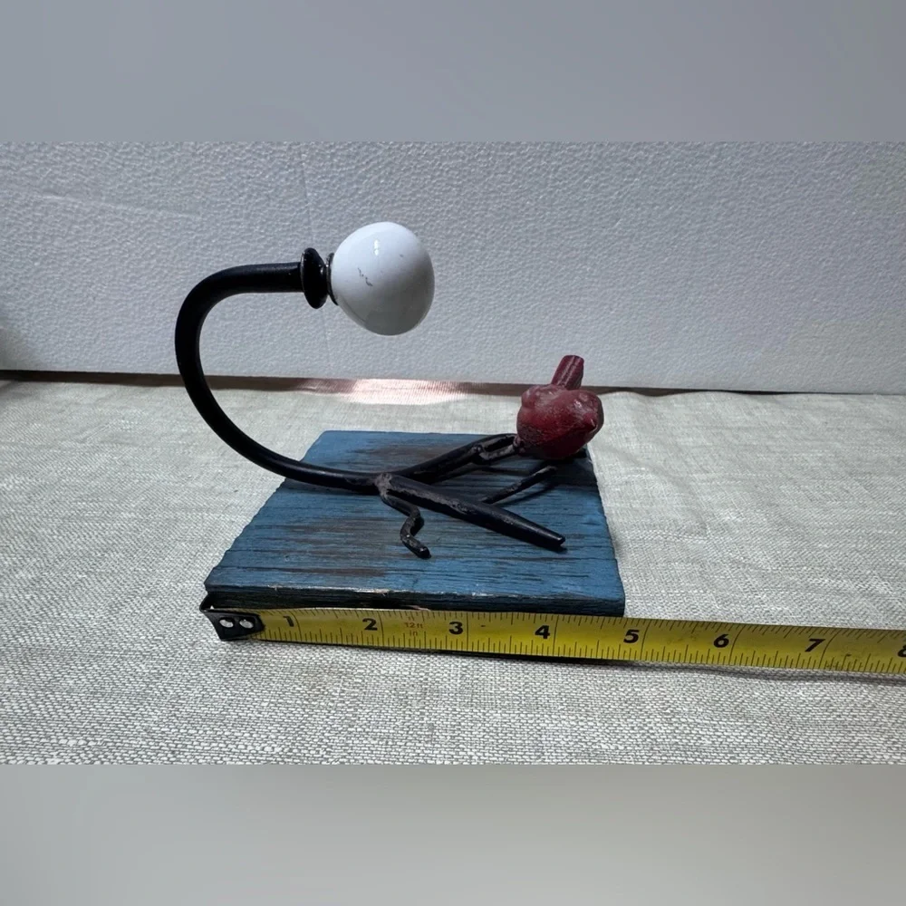 Rustic Bird Wall Hooks - Blue and Red